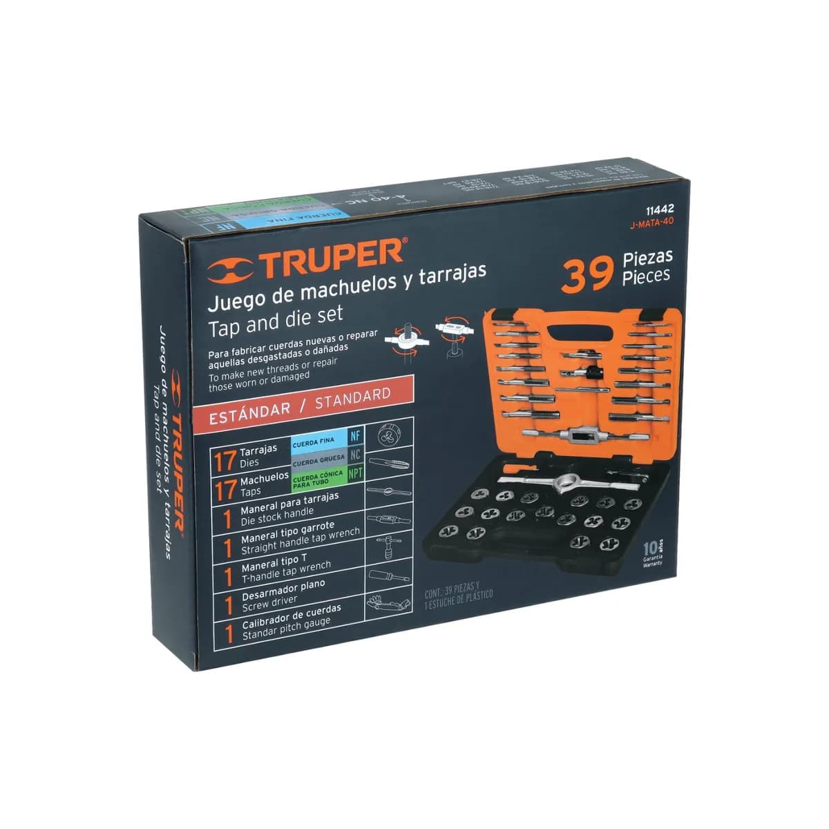 juego de 40 piezas de machuelo y tarrajas, TRUPER TRUP114422