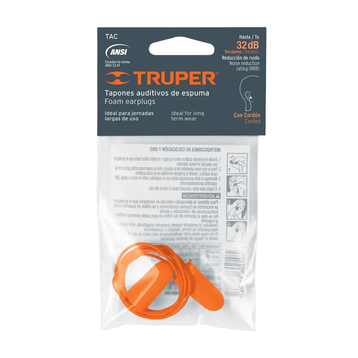 PROTECTOR CONTRA RUIDO TRUPER TAC FOAM 14223 oido tapon