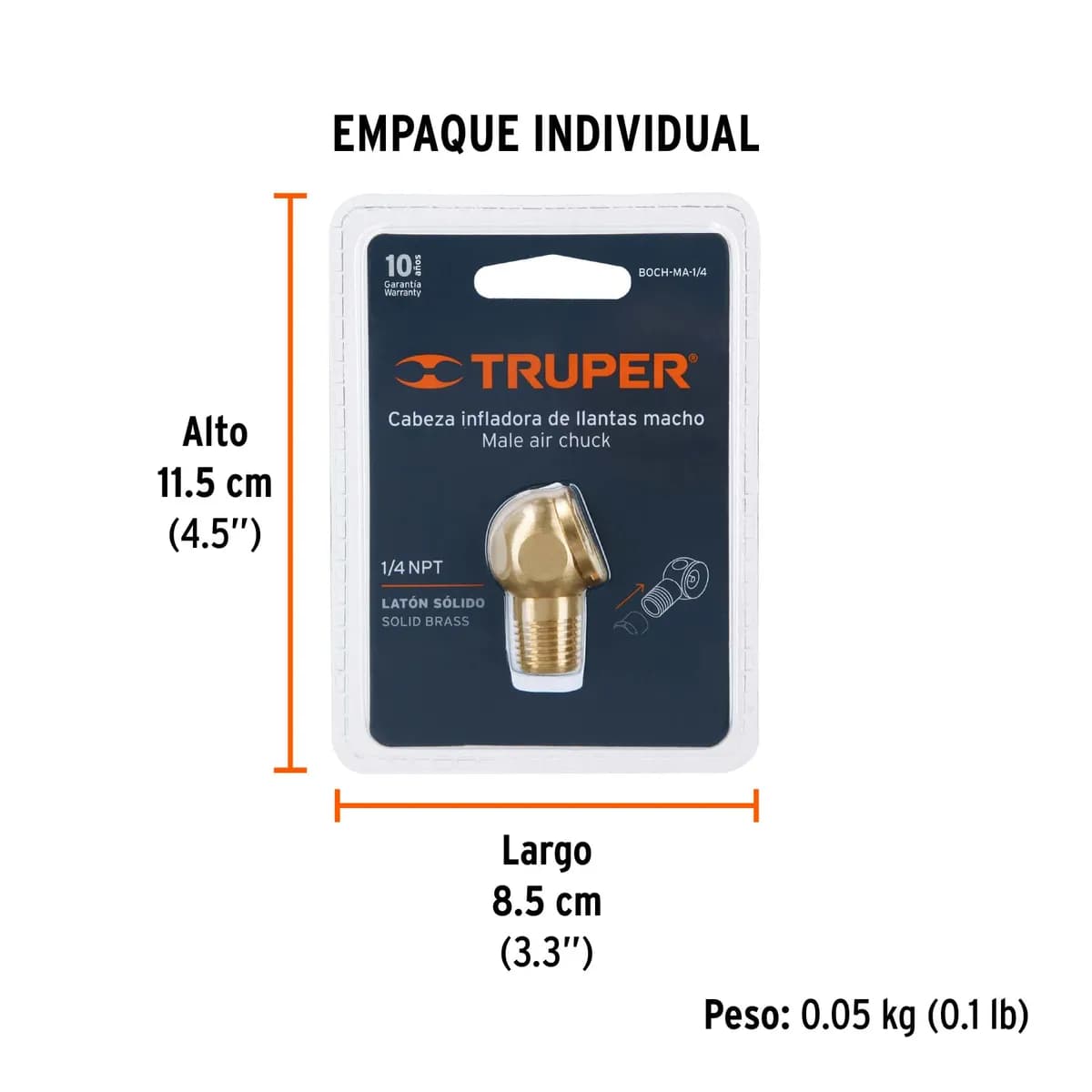 CABEZA INFLADORA LLANTAS TRUPER MACHO 1/4NPT boch-ma-19087