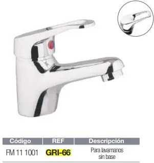 MEZCLADORA FERMETAL MONOMANDO P/LAVAMANO GRI-66