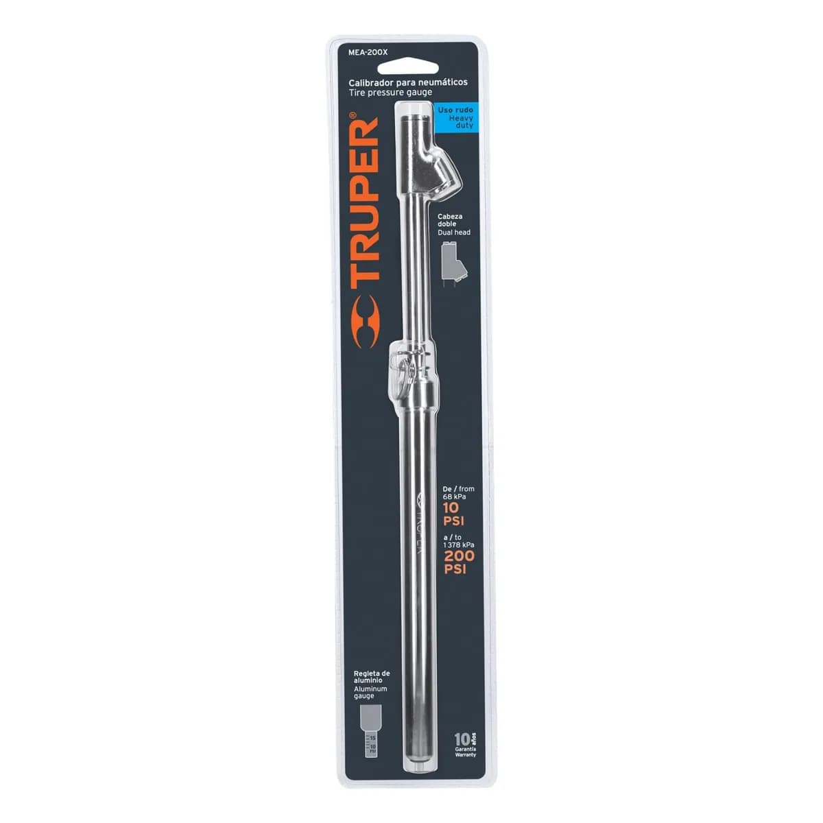 MEDIDOR AIRE DOBLE USO MEA-200X TRUPER 10/200PSI 18244