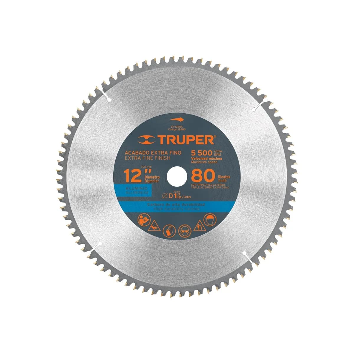 DISCO DE SIERRA CIRCULAR TRUPER 12" 1X80 ALUMINIO ST-12880A 12685