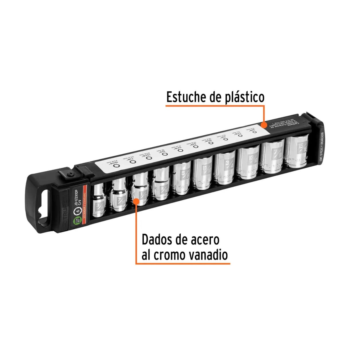 JUEGO CUBO HEXAG 10/1 (3/8 A 15/16) X 1/2 TRUPER JD-1/2X10P 14176