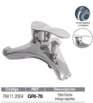 MEZCLADORA FERMETAL MONOMANDO P/BA�ERA GRI-78