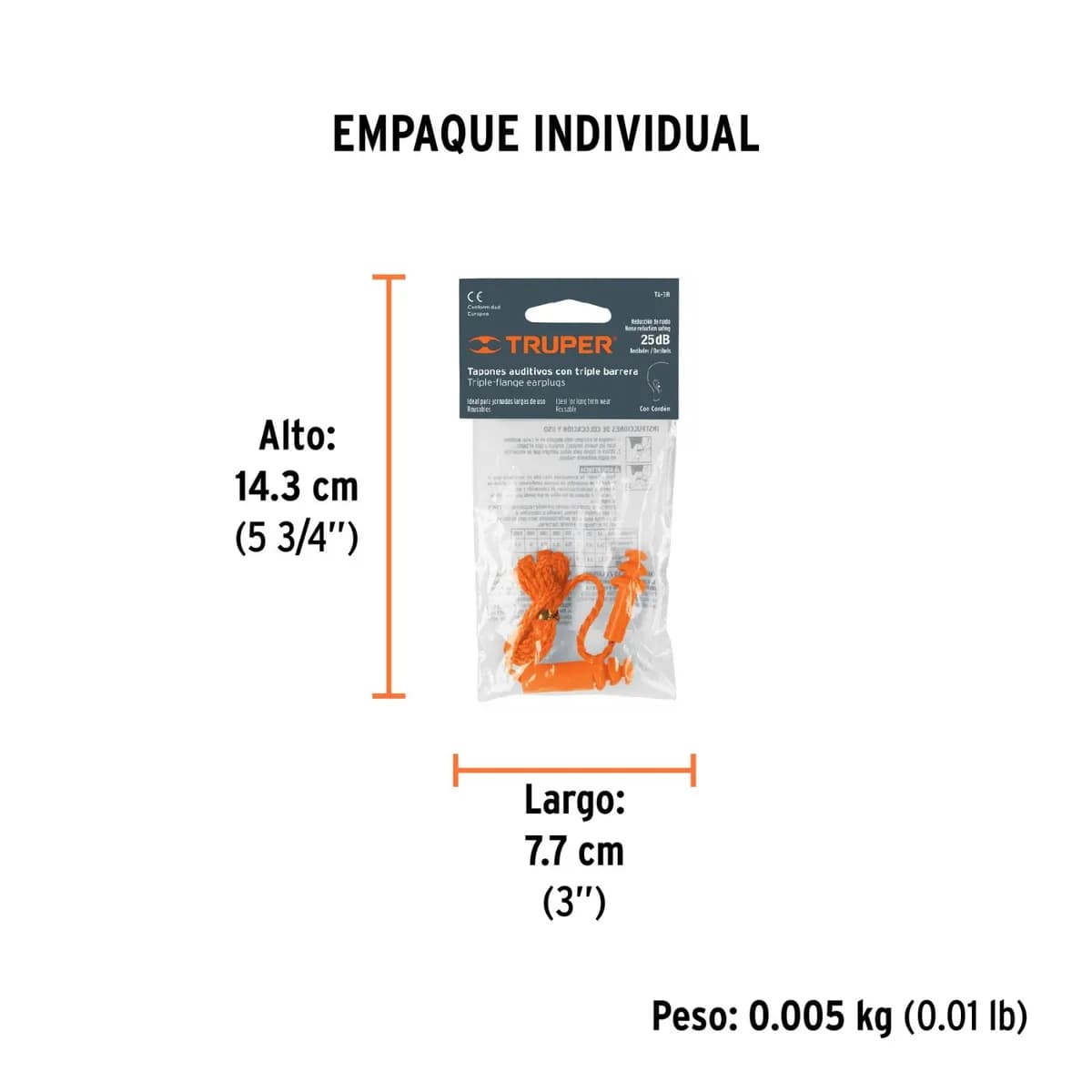 PROTECTOR CONTRA RUIDO TRUPER TA-3B CAJI 14225 oido tapon