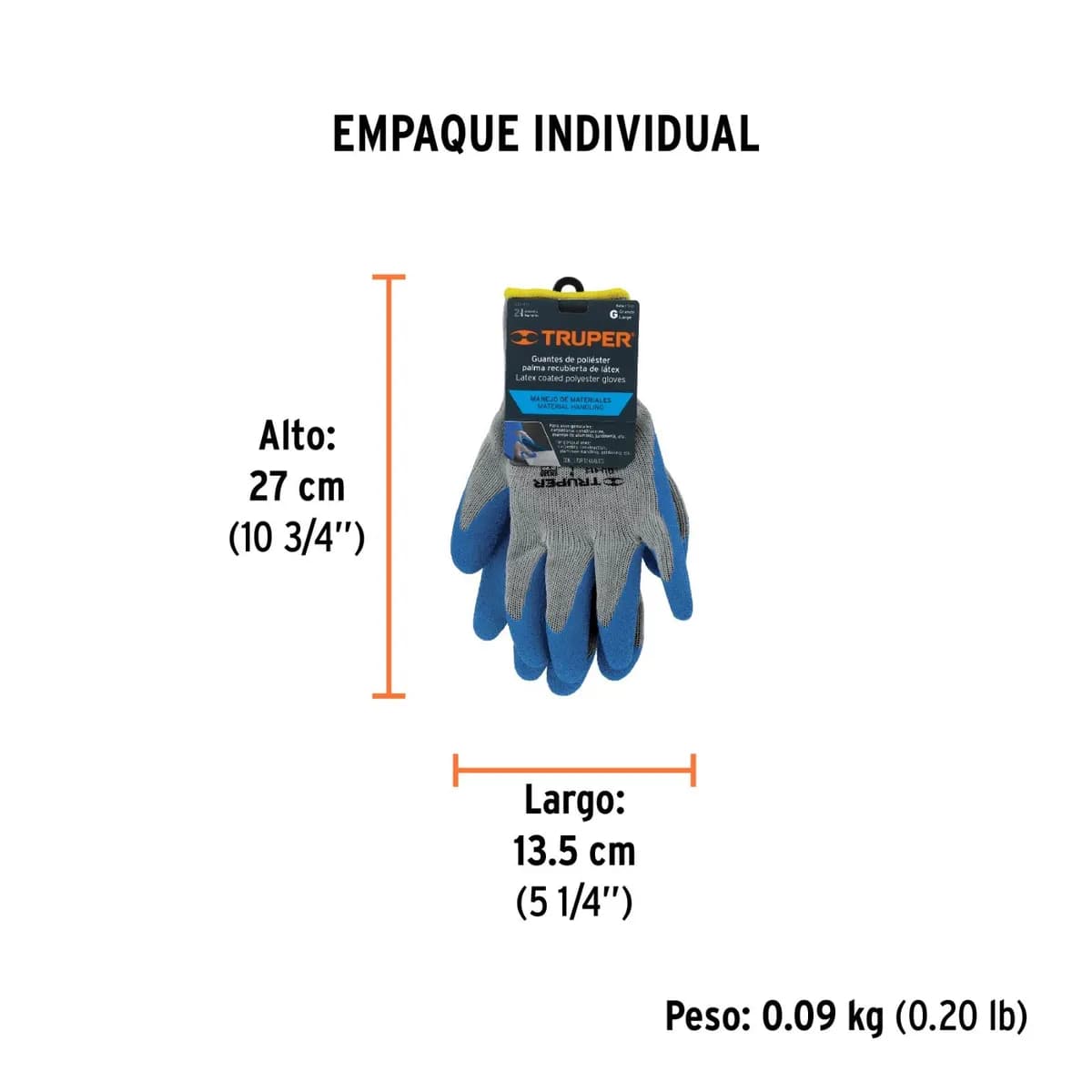 GUANTE POLIESTER LATEX TRUPER GU-JAR-G GU-413 15267 azul