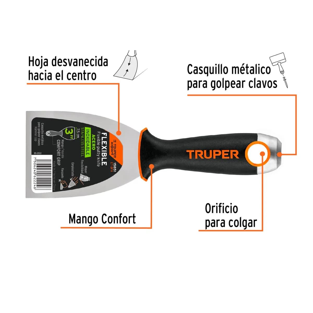 ESPATULA FLEX INOX TRUPER 3 ET-3FX 15851