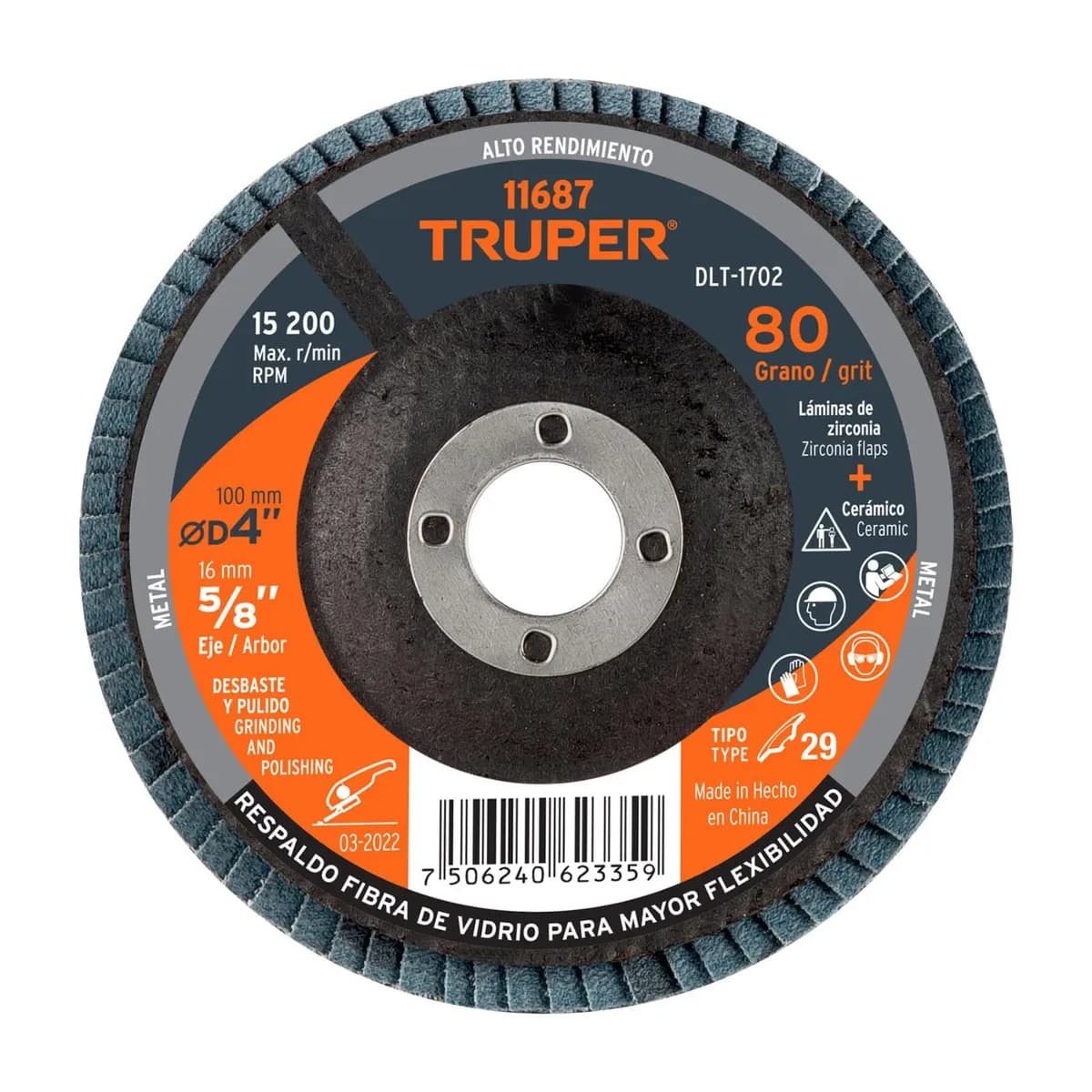 DISCO FLAPE LAMINADO 4" TRUPER G80 DLT-1702 11687