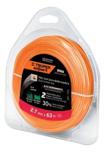 Hilo 2.7mmx63mts Dual TRUPER HDU-63-105 15966 p/podadora cortagrama desbrozadora