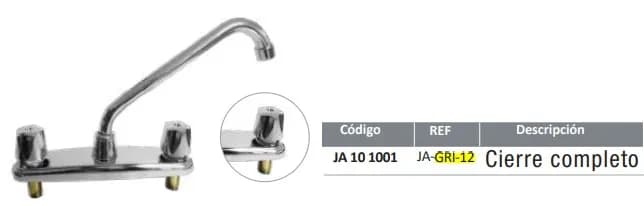 MEZCLADORA FERMETAL FREGADERO CROMADO 10 JA-GRI-12