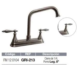 MEZCLADORA FERMETAL P/FREGADERO 8 SATINADA CISNE GRI-213