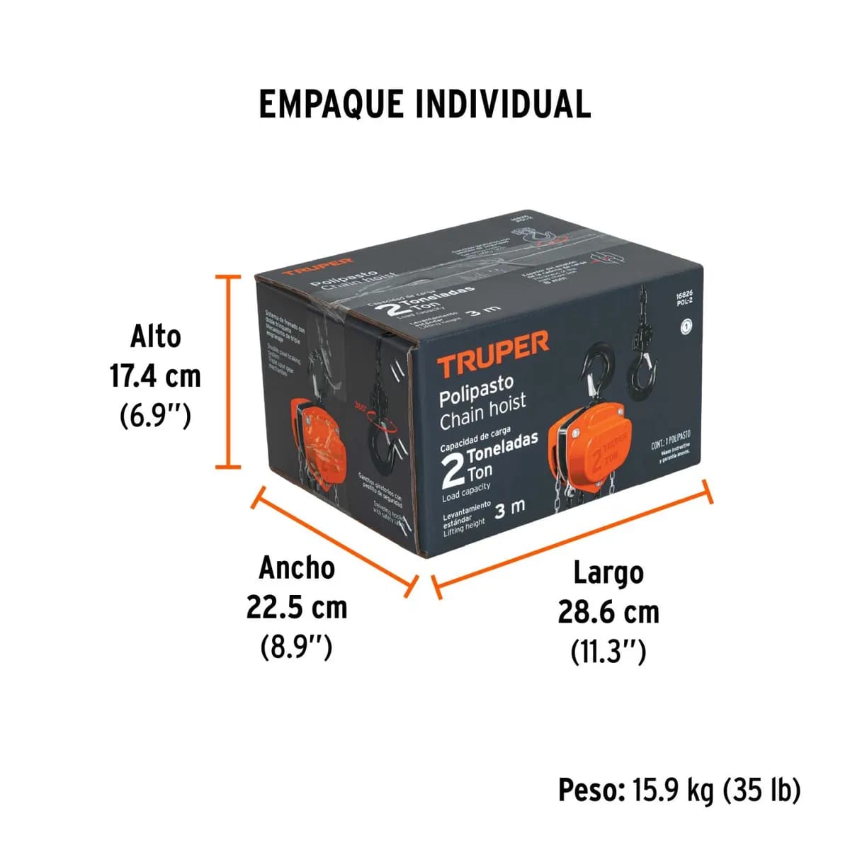 DIFERENCIAL DE CADENA TRUPER 2 TON POL-2 TR 16826