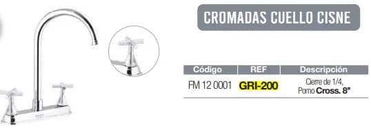 MEZCLADORA P/FREGADERO CUELLO CISNE FERMETAL GRI-200