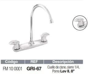 MEZCLADORA PARA FREGADERO CUELLO CISNE FERMETAL GRI-67 PLASTICA (m#37)
