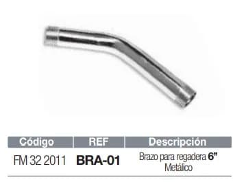 BRAZO Para Ducha 6pulg REGADERA CROMADO FERMETAL BRA-01