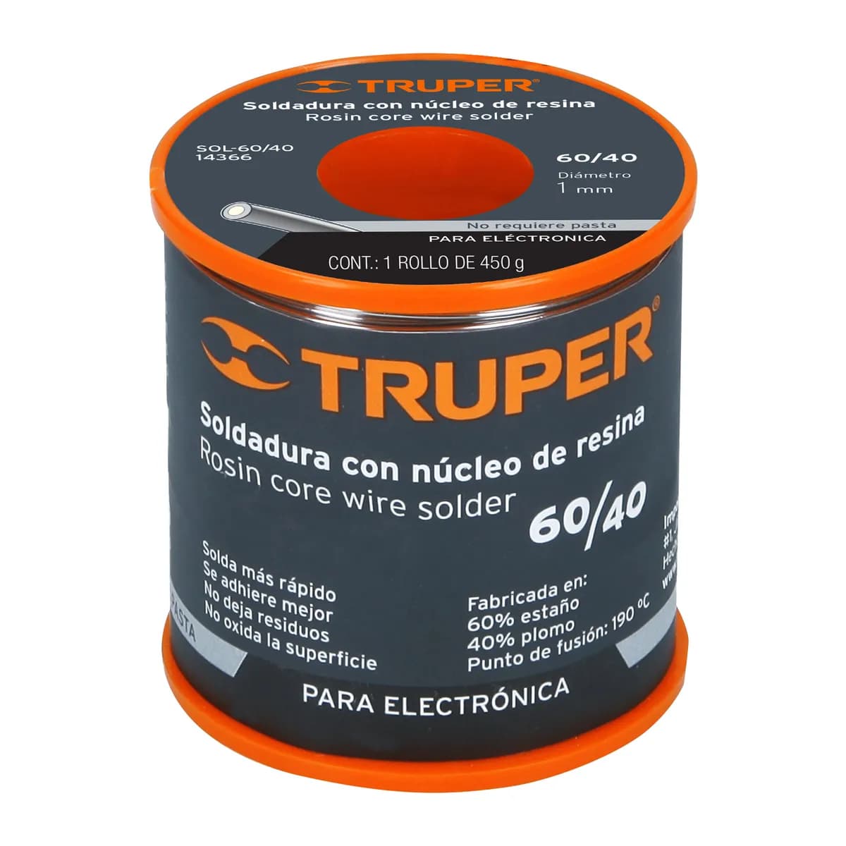 ESTAÑO EN ROLLO TRUPER 60/40 SOLDAR 14366 estano