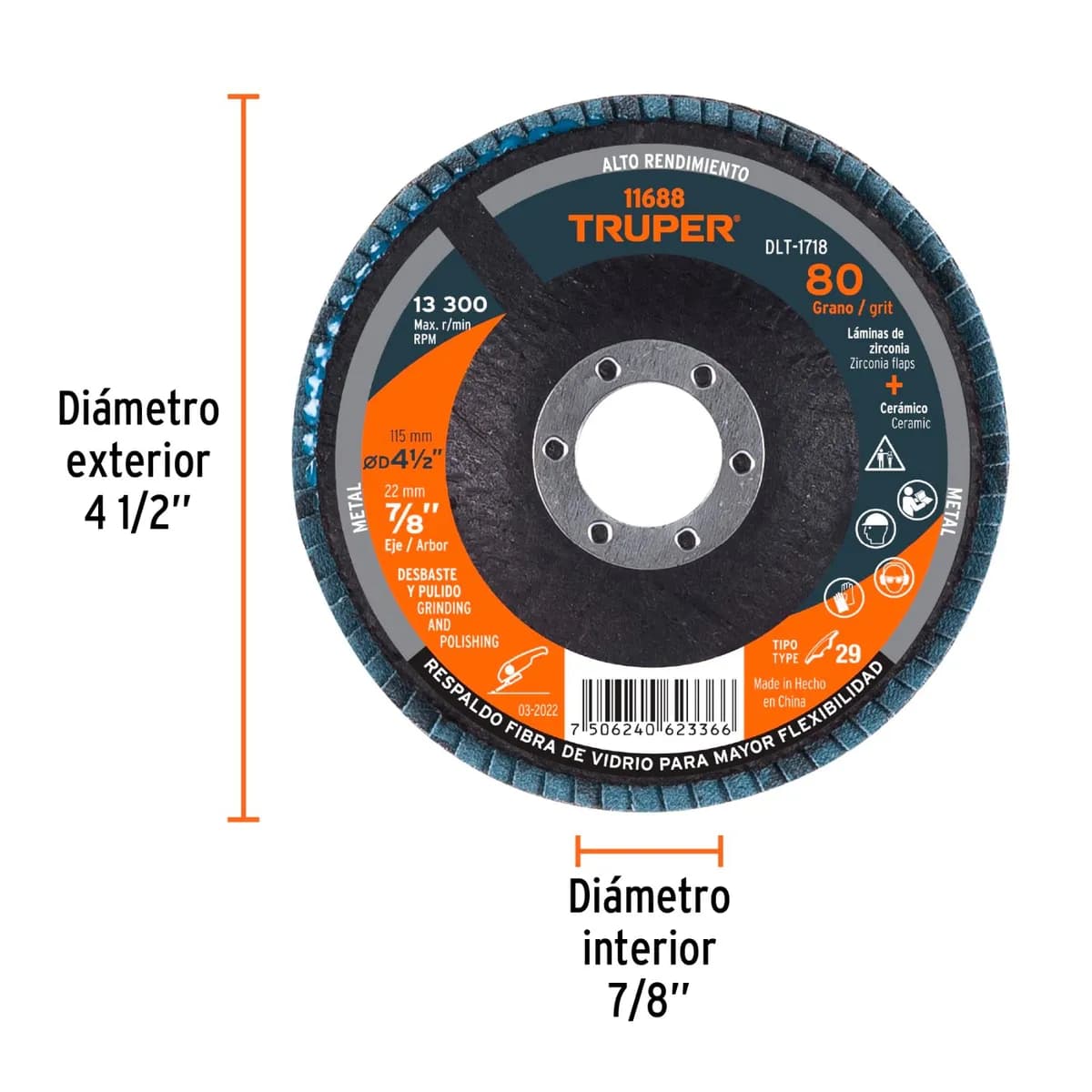 DISCO FLAP G80 4 1/2 TRUPER DLT-1718 11688