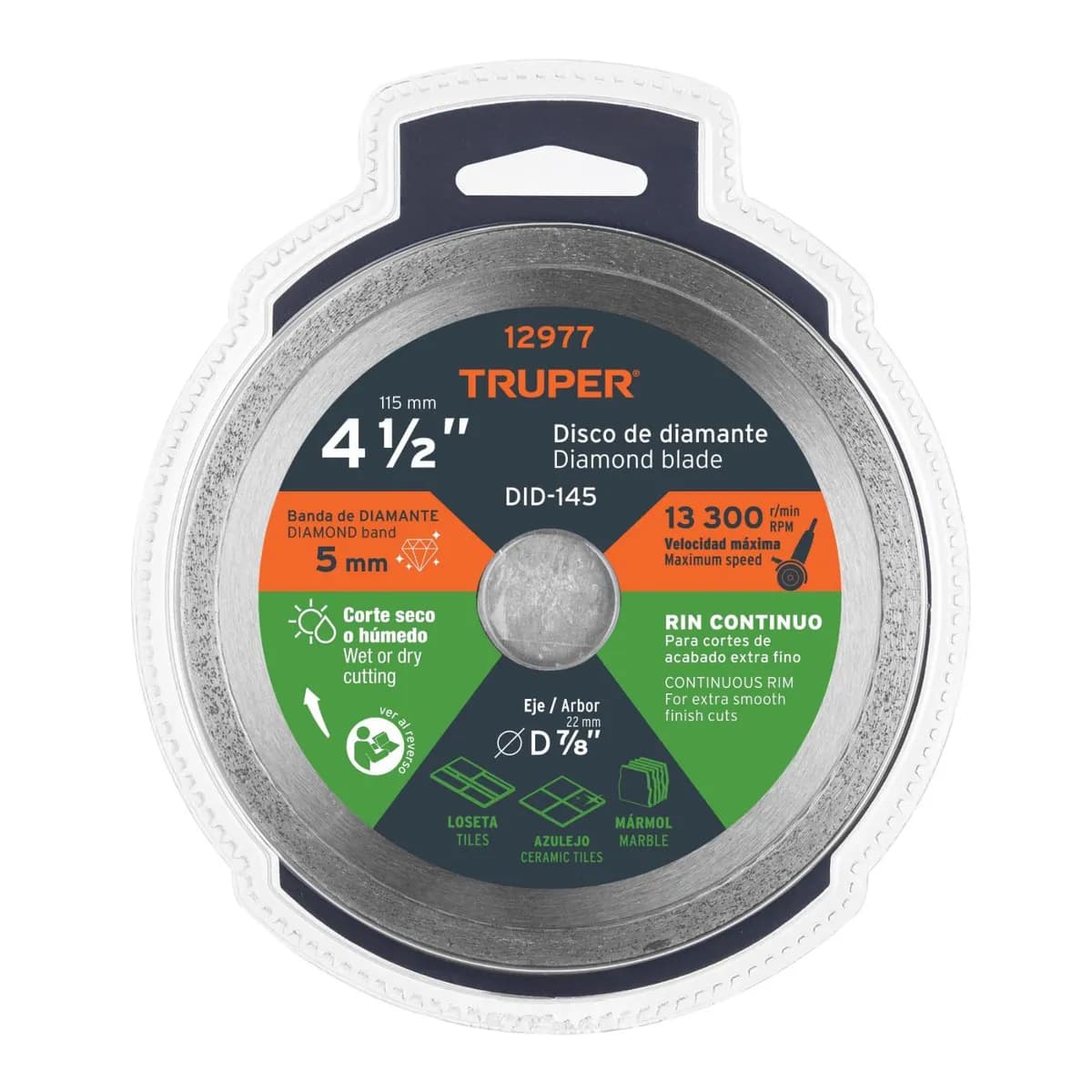 DISCO DIAMANTE 4.1/2 TRUPER RIN CONTINUO DDT-1549C 12977