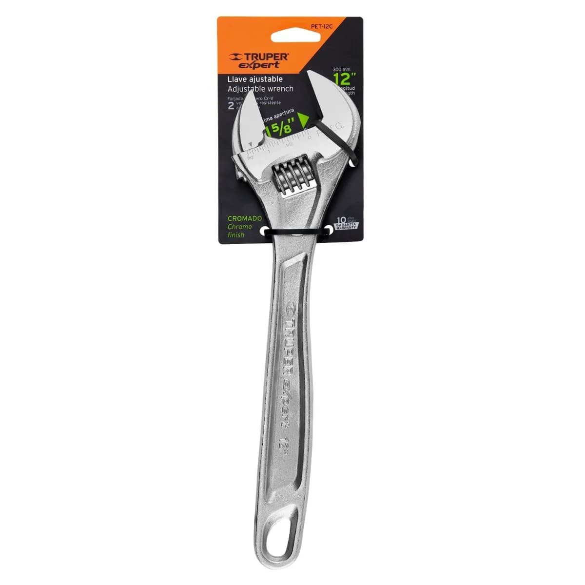 Llave ajustable 12 TRUPER PET-12C 15508 cromado 1 5/8 apertura