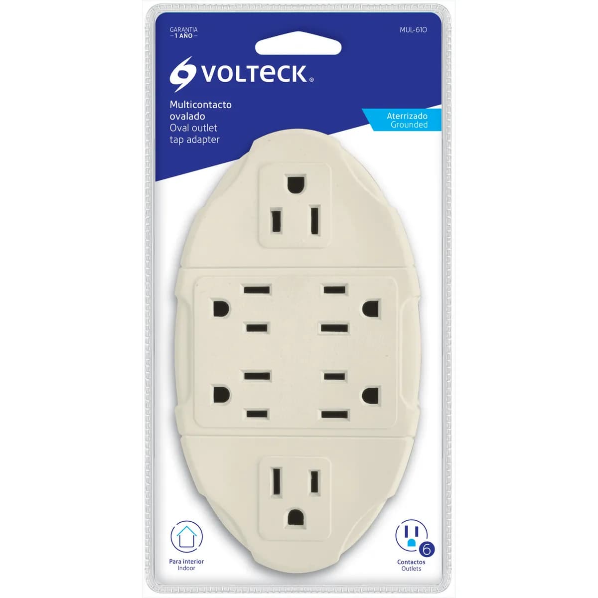 Adaptador 6 Salidas 15A OVALADO VOLTECK mul-620 46806 electrico p/tomac