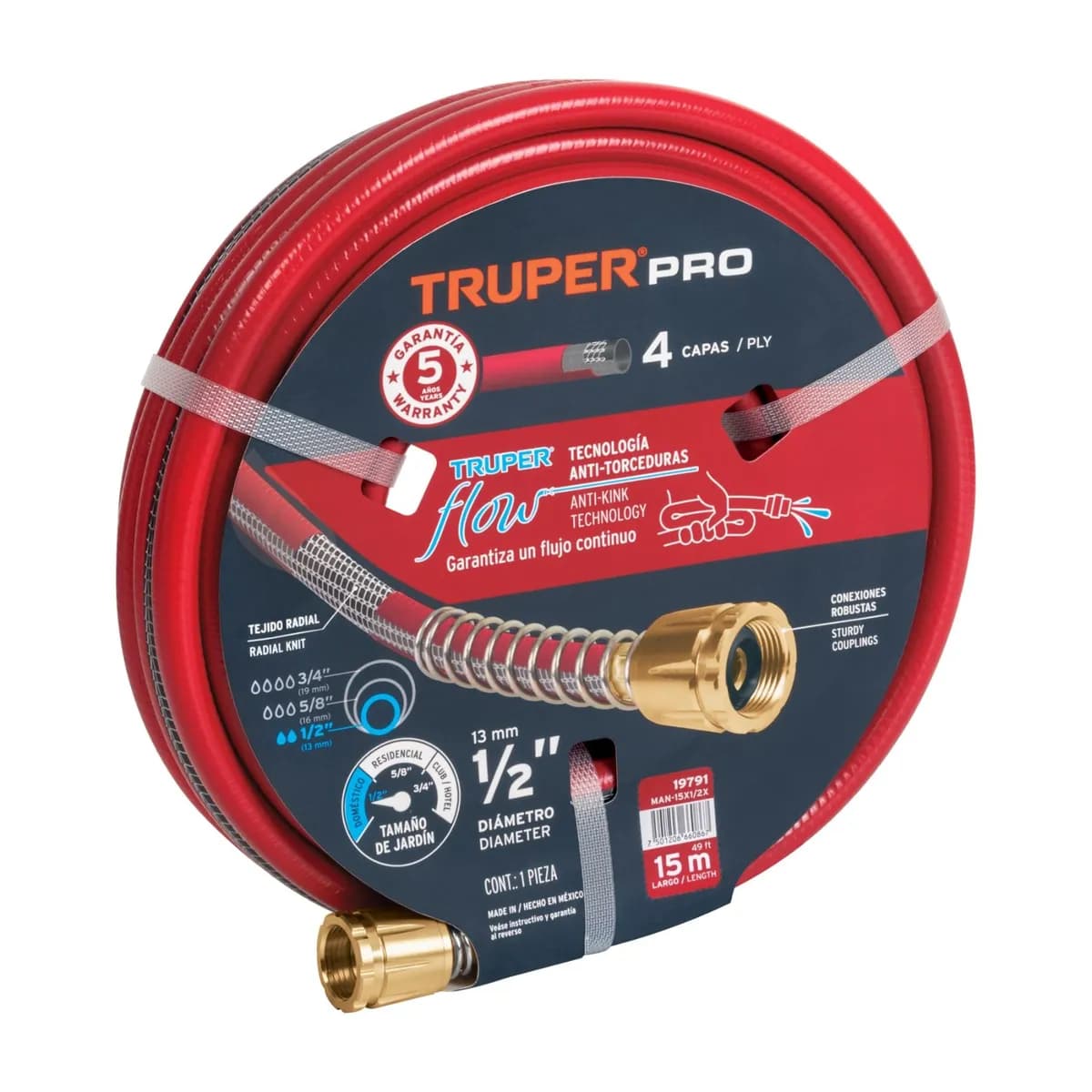MANGUERA TRUPER JARDIN 1/2 X 15MTS TR19791 4 CAPAS