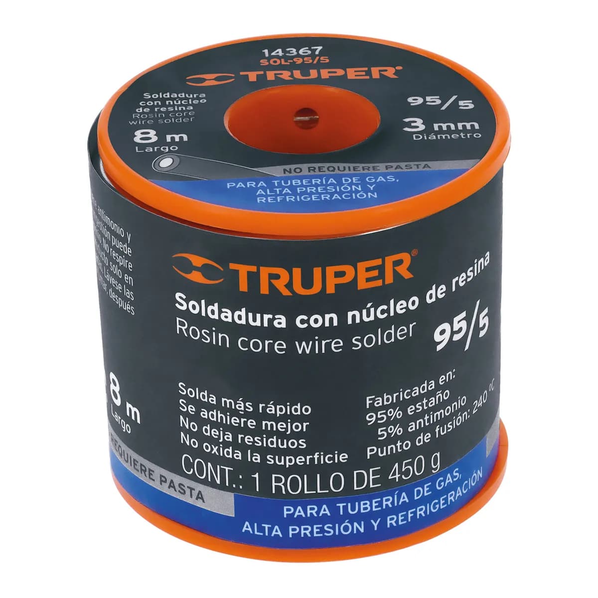 ESTAÑO EN ROLLO TRUPER 95/5 SOLDAR 14367 estano