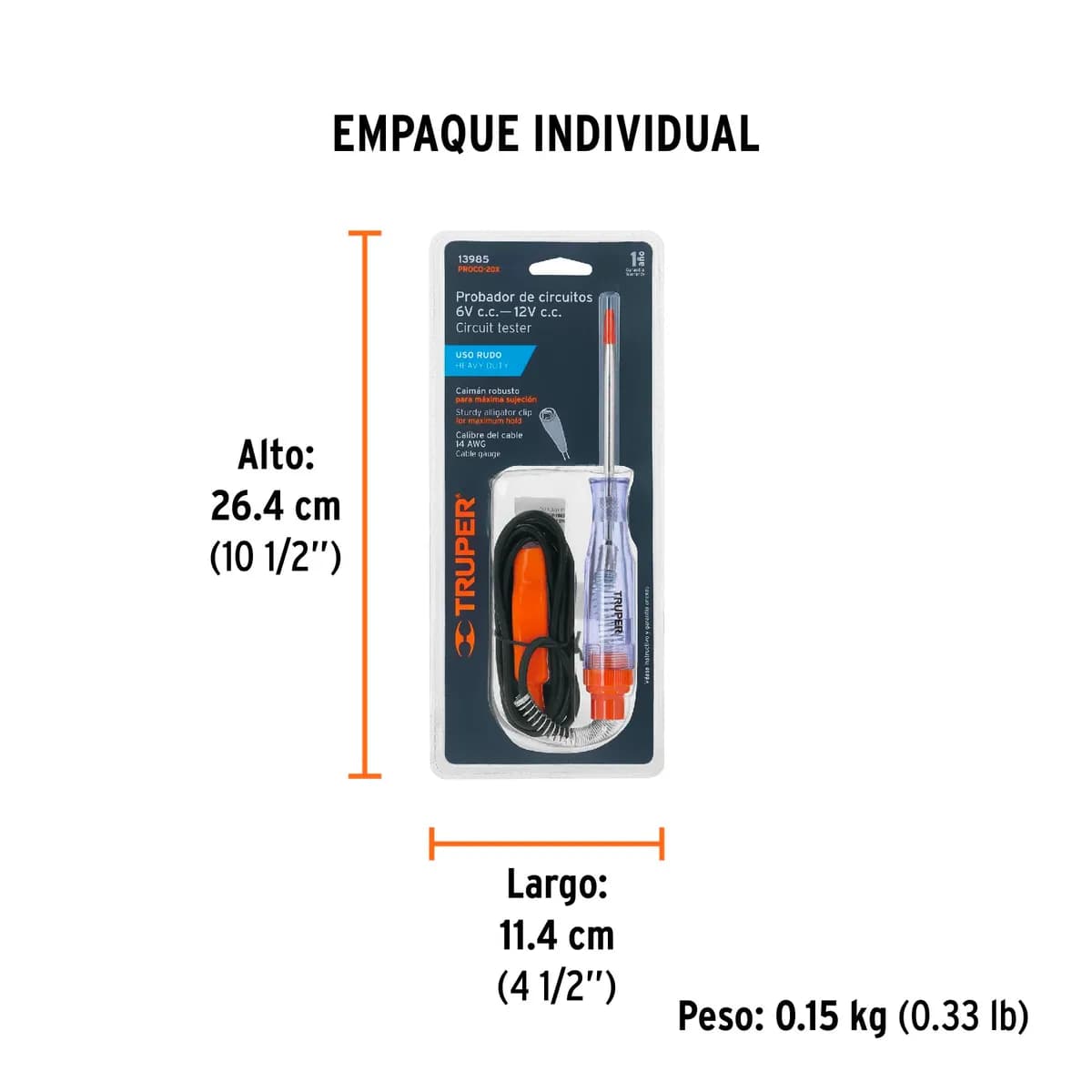 Probador de circuitos 6-12v TRUPER PROCO-20X T/LAPIZ 13985 voltaje punta prueba