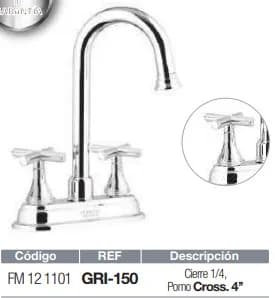 MEZCLADORA FERMETAL P/LAVAMANO 4 CISNE CROSS GRI-150