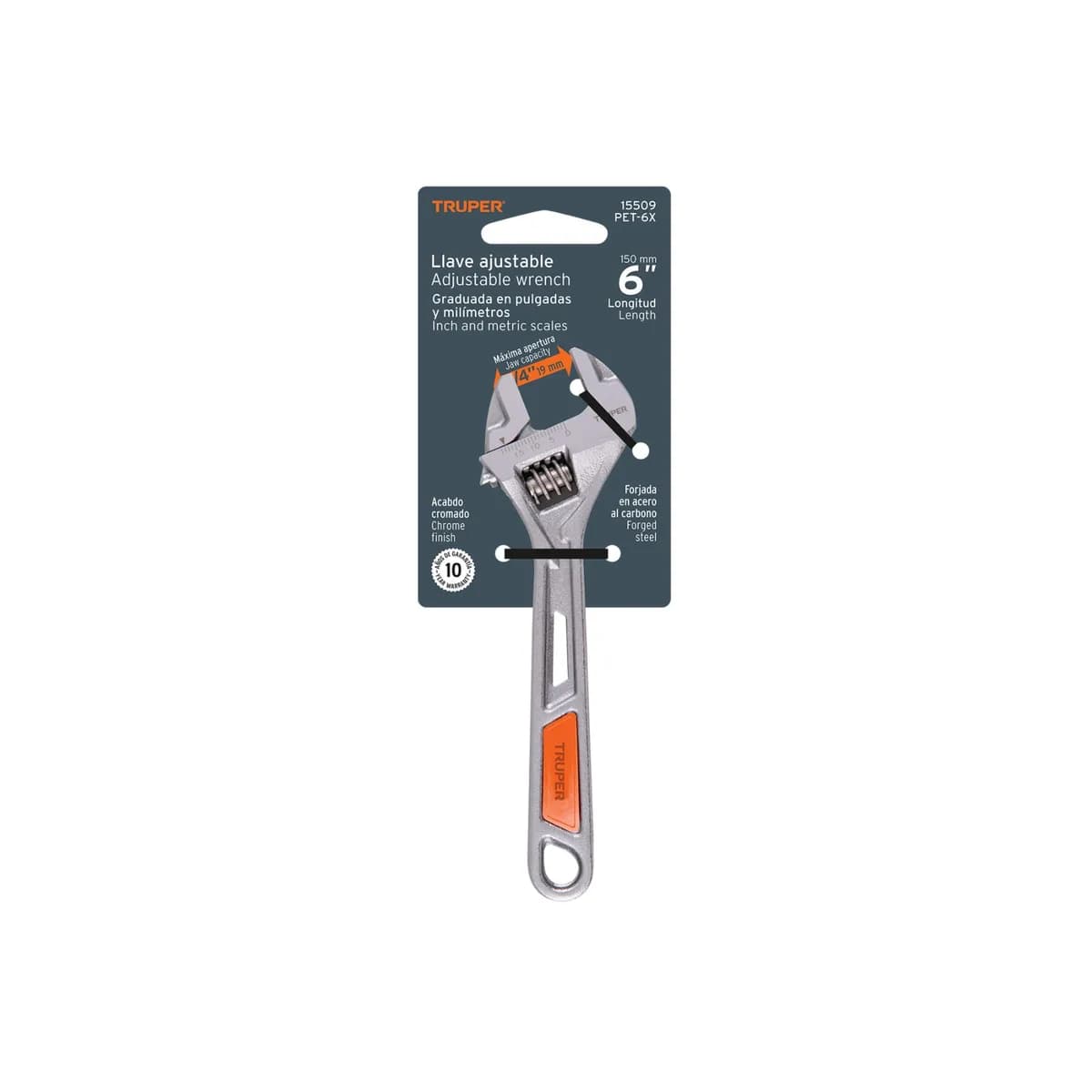 Llave ajustable 6 TRUPER M/VINIL PET-6X 15509