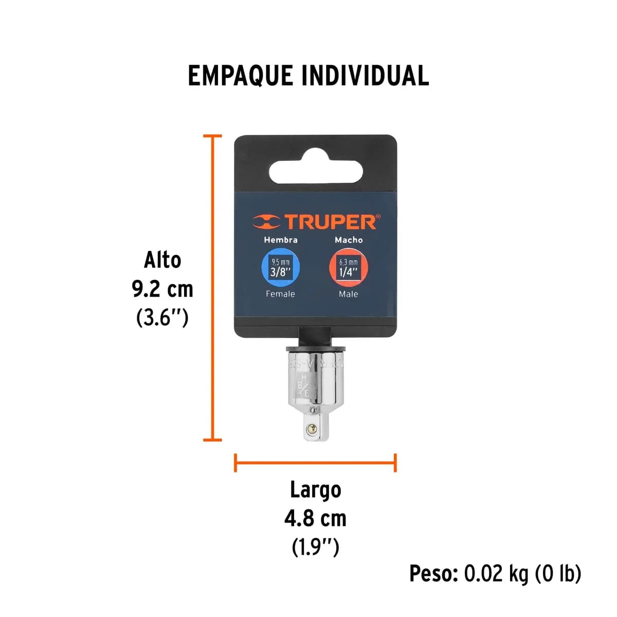 ADAPTADOR P/CUBO TRUPER 3/8-1/4 BLISTER A-5255 3/8H-1/4M 13423