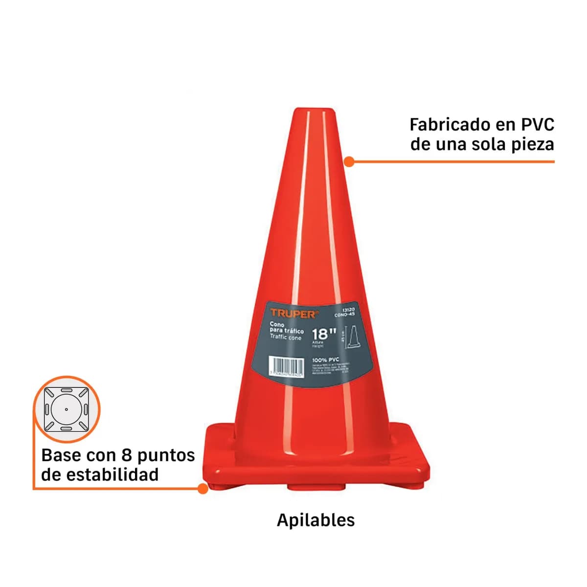 Cono trafico TRUPER 18" CONO-45 13120