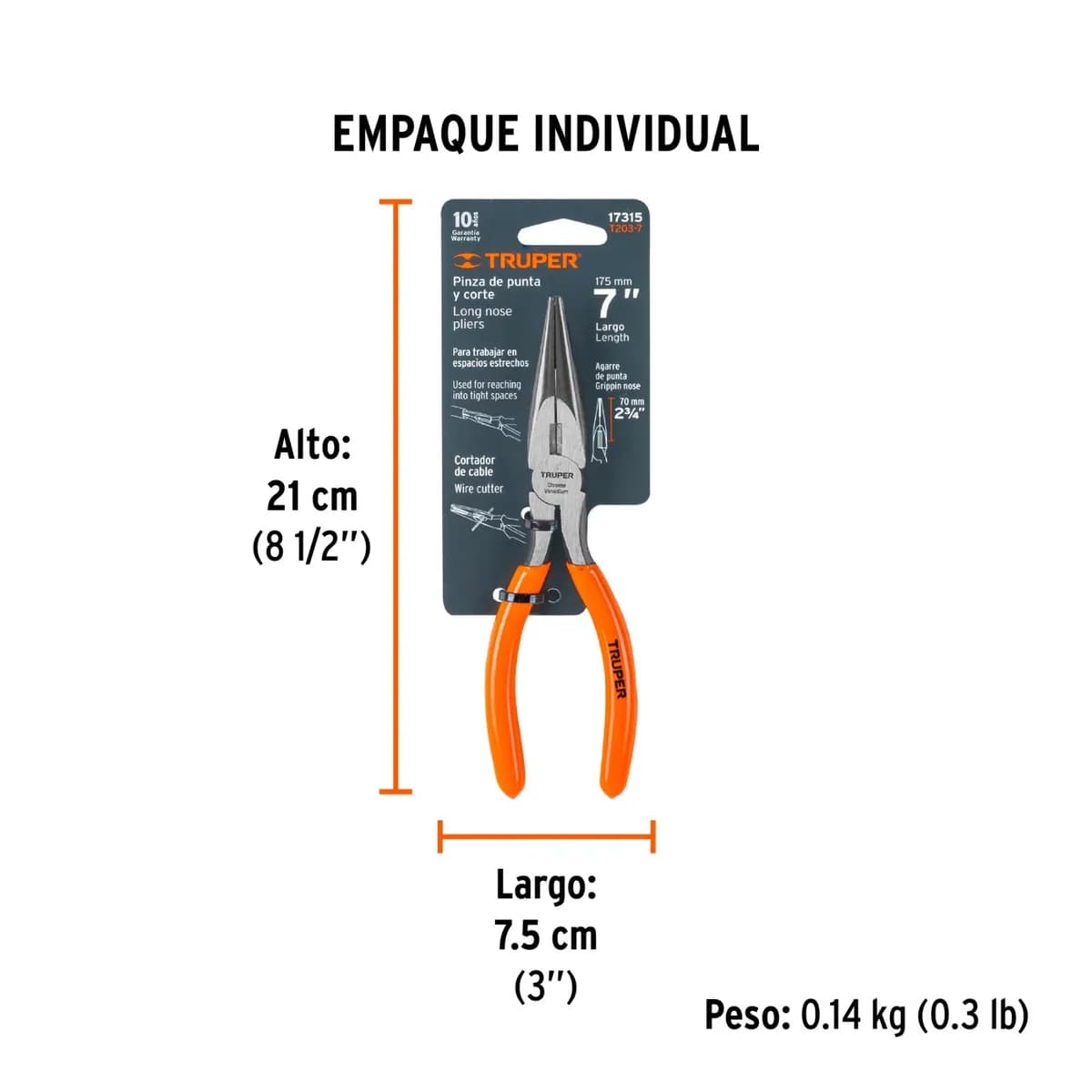 PINZA truper PUNTA Y CORTE 7 PULG TRUPER t-203-7 17315