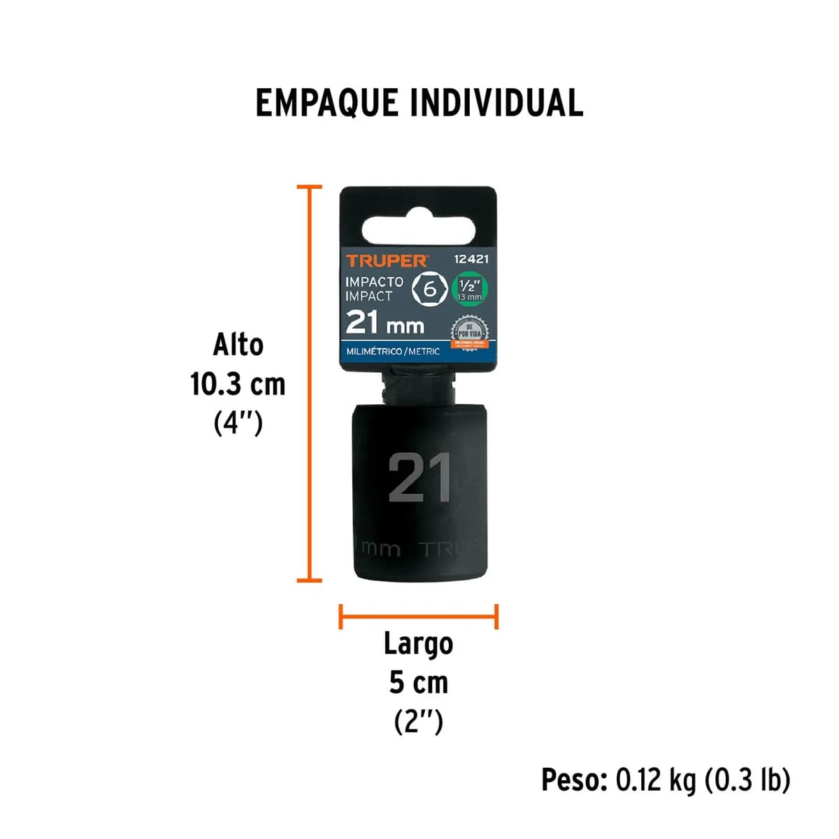 CUBO IMPACTO 21MM X 1/2 MECANICO TRUPER 12421 D-7421-M