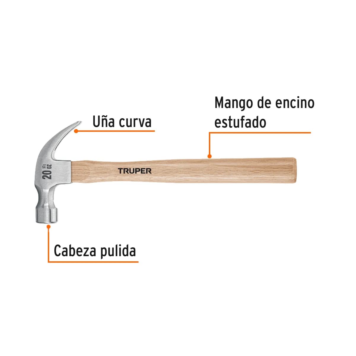 Martillo Carpintero 20onz TRUPER MA-20 16753 M/madera (CARA 1 1/4) (L=14) 16753
