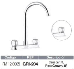 MEZCLADORA FERMETAL P/FREGADERO 8 CUELLO CISNE GRI-204
