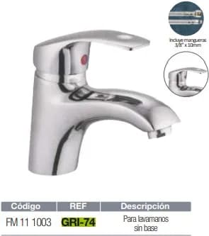 MEZCLADORA FERMETAL MONOMANDO P/LAVAMANO GRI-74