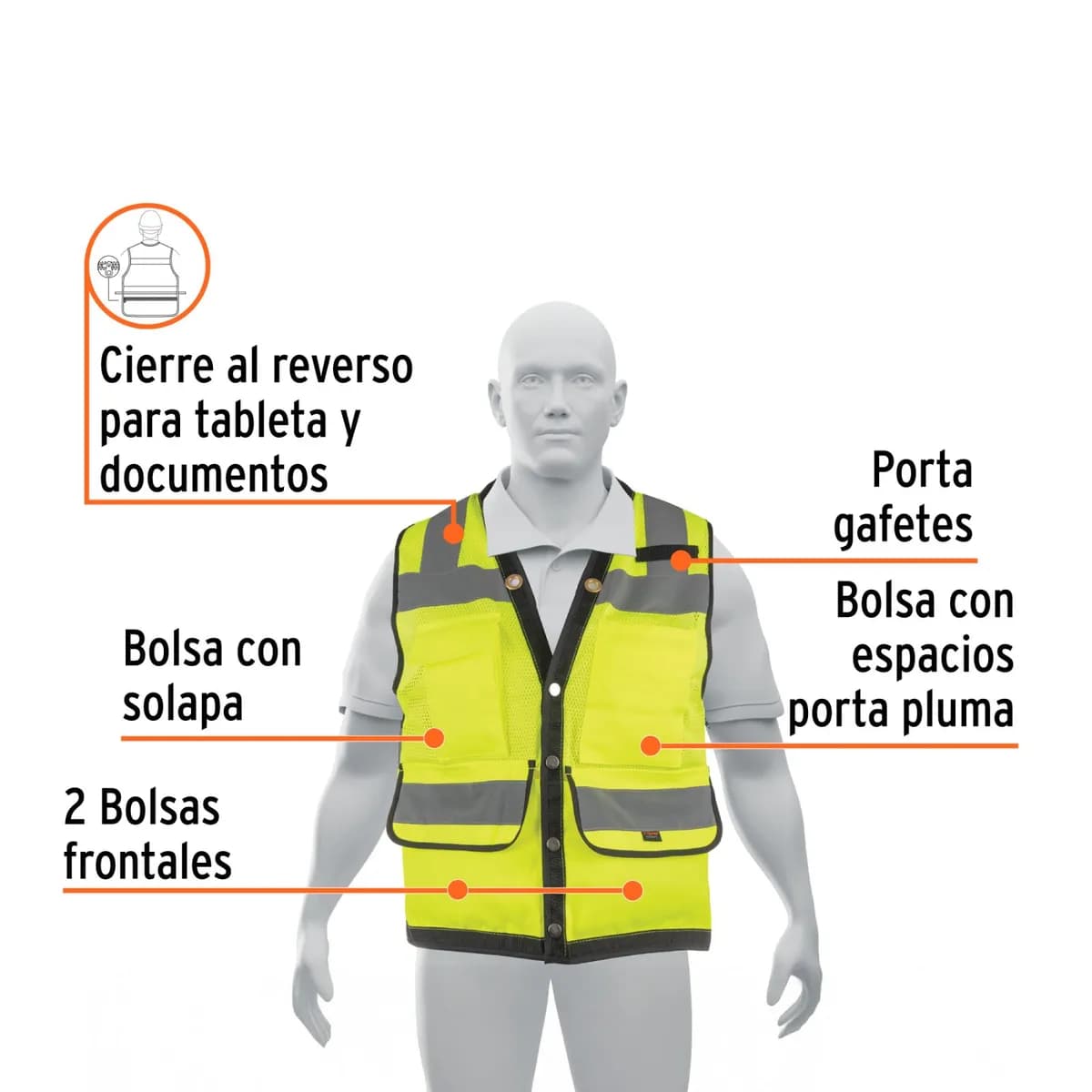 Chaleco XL Verde Reforzado 7 bolsillos TRUPER CHS-800V-XL 13484 reflectivo seguridad