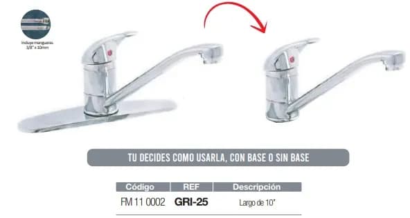 MEZCLADORA MONOMANDO FREGADERO FERMETAL GRI-25