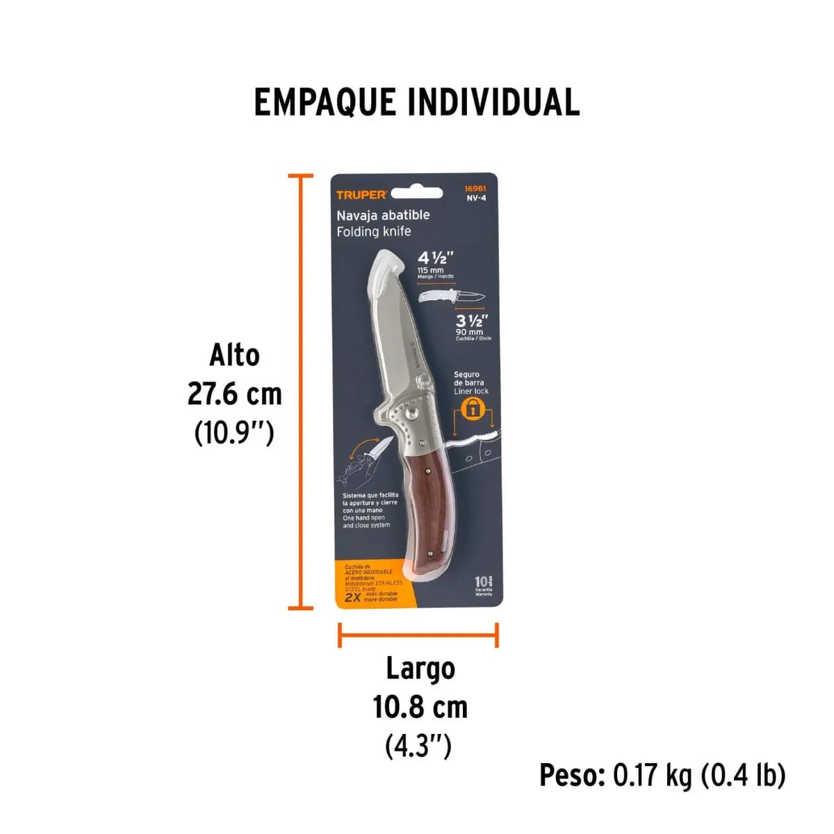 NAVAJA METALICA NV-4 4-1/2 X 3-1/2 TRUPER 16981