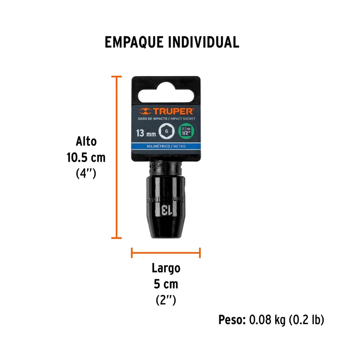 CUBO IMPACTO 13MM X 1/2 MECANICO TRUPER 12413 D-7413-M