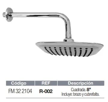 Ducha FERMETAL CUAD P/BANO C/BRAZO R-002 Regadera