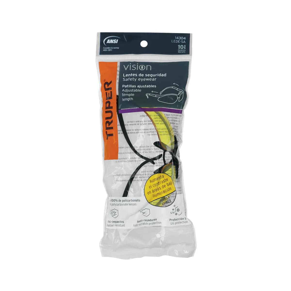 Lente seguridad TRUPER amarillo lede-sa 14304 ambar