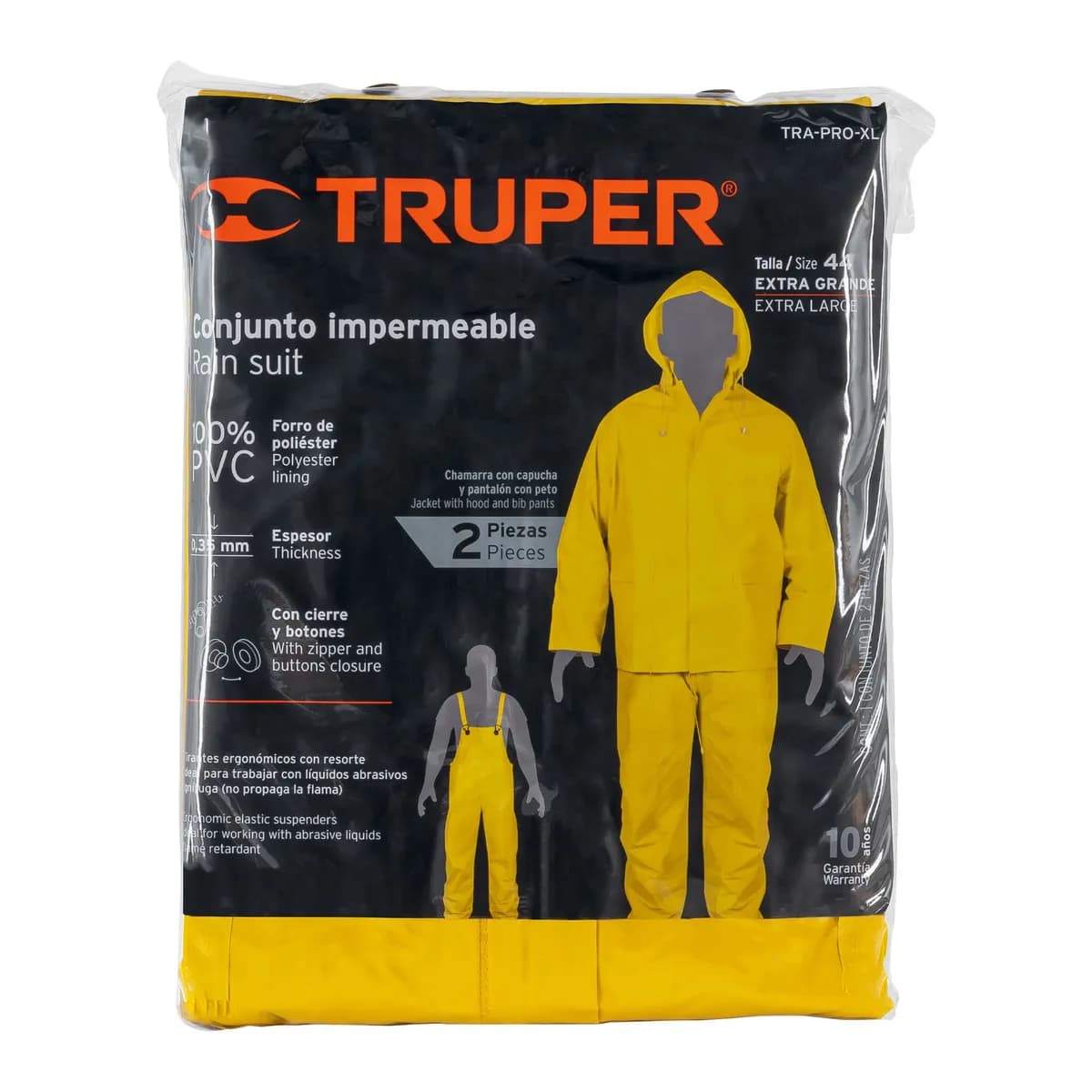 CAPA TRUPER TRAJE XL PROTECCION PANTALON ZIPER Y BOTON 14420