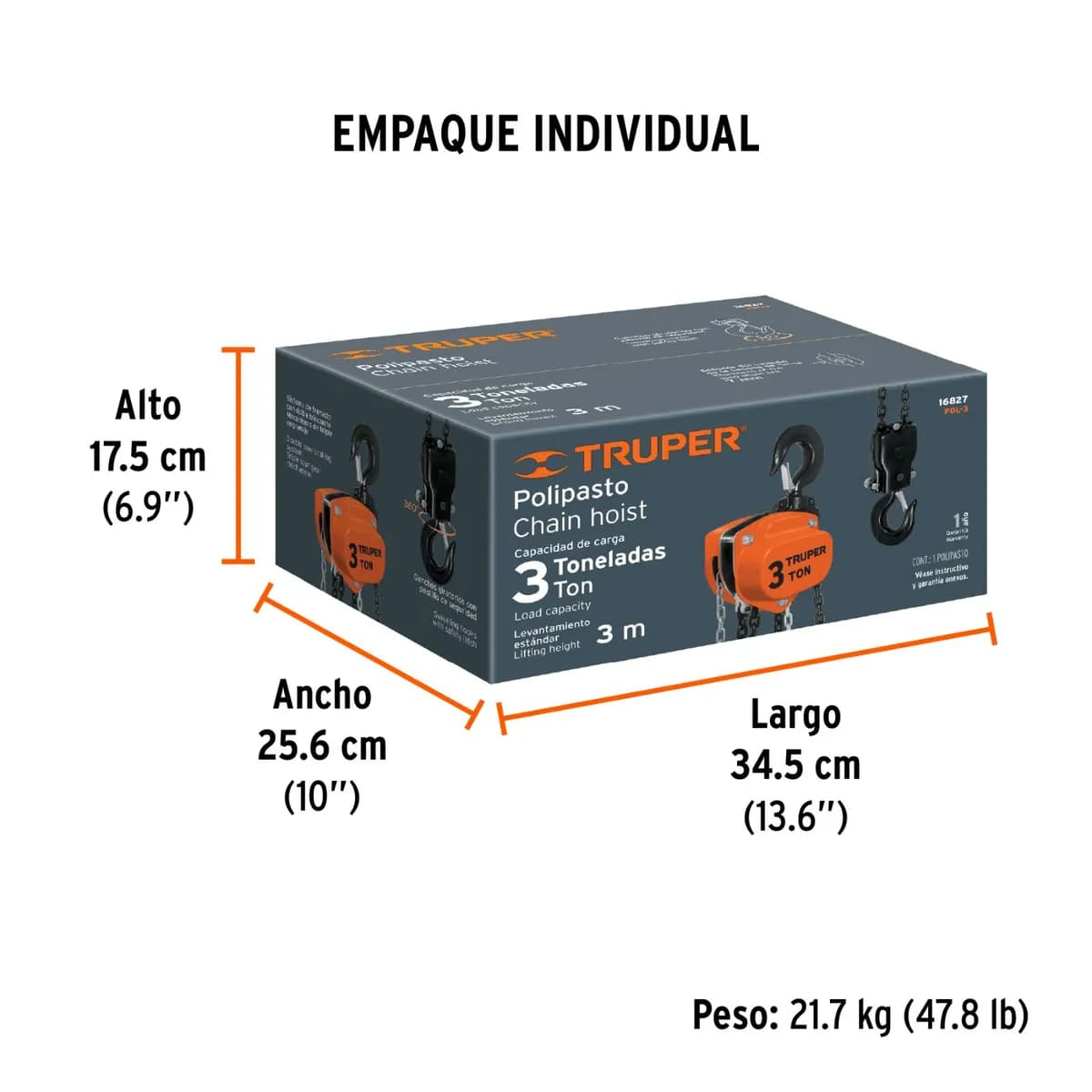 DIFERENCIAL DE CADENA TRUPER POL-3 TON 16827 7501206689622