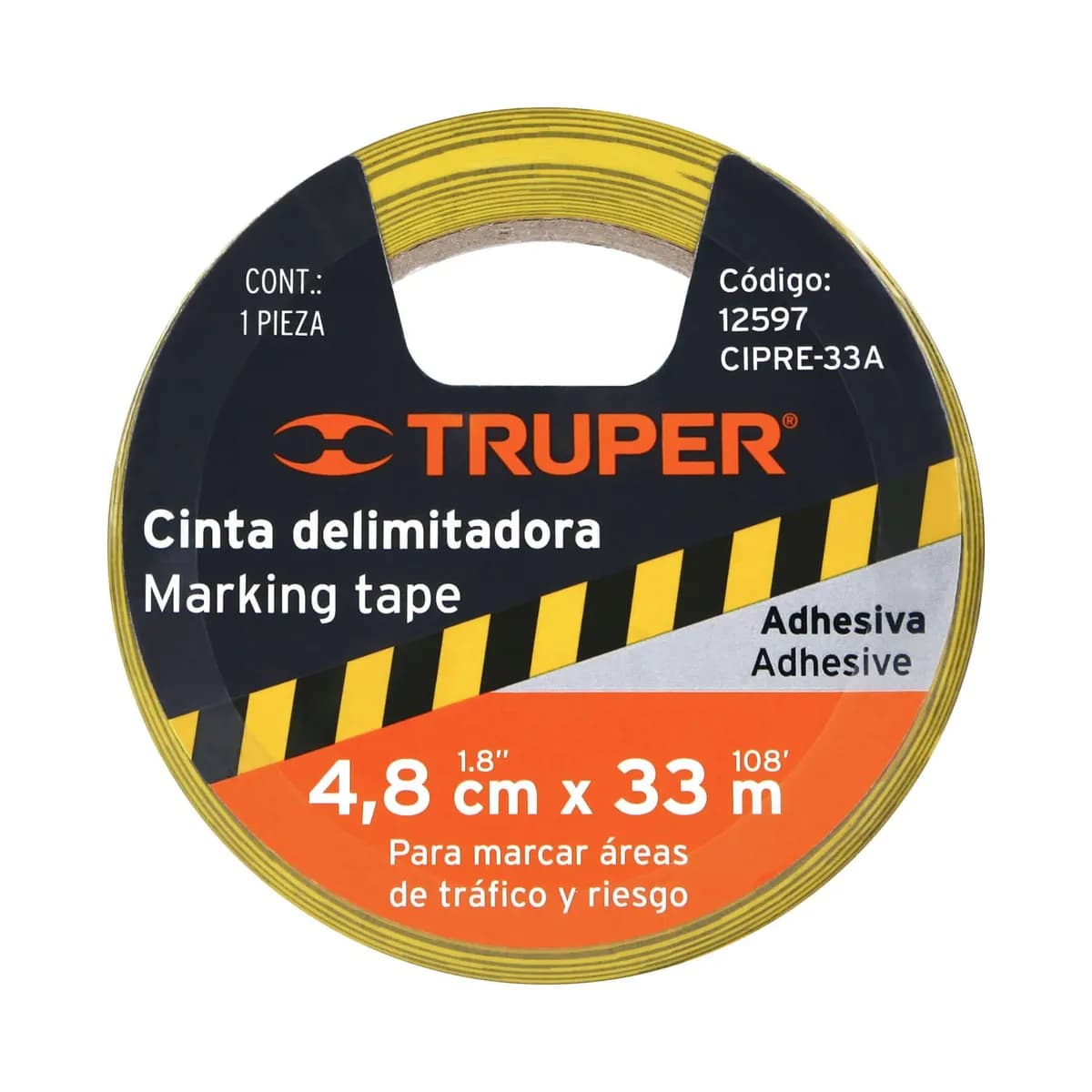 CINTA PRECAUCION ADHESIVA AMARILLA/NEGRO TRUPER cipre-18a 12597