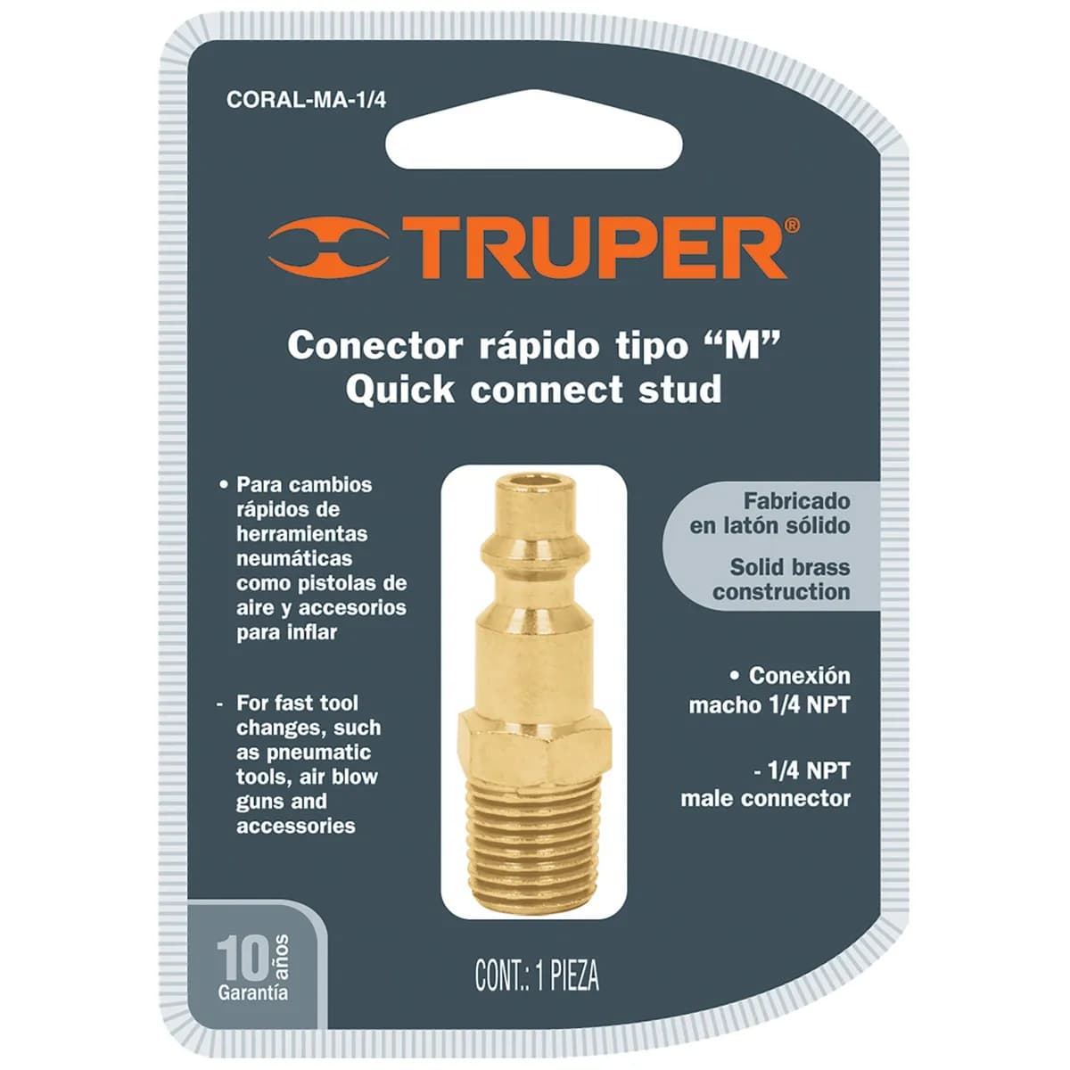 CONECTOR MACHO T/M CORAL 1/4 TRUPER 19083